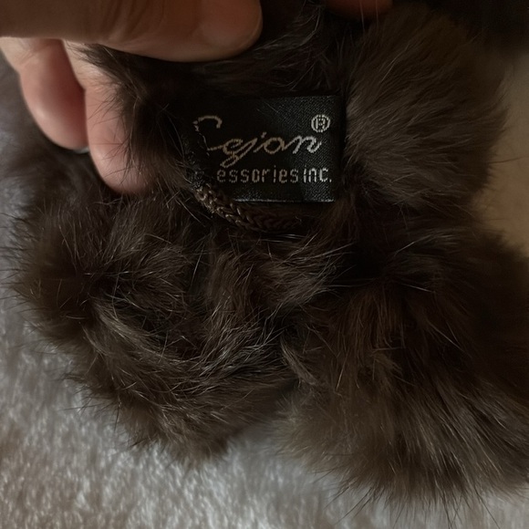 100% Rabbit Fur Pom Pom Scarf w Shawl  - Black & Brown Cejon Accessories ?? - Picture 2 of 10